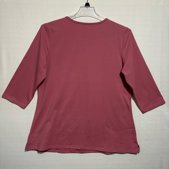 Liz Claiborne NY Top Rick Rack Keyhole 3/4 Sleeves LG EUC - Picture 2 of 8